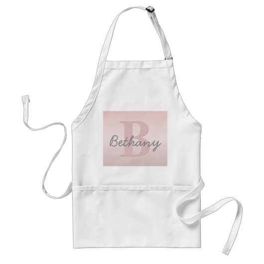 roze monogram en Jouw naam script bevestigen Standaard Schort (Voorkant)