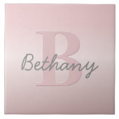  roze monogram en Jouw naam script bevestigen Tegeltje (Voorkant)