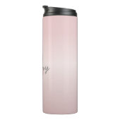 roze monogram en Jouw naam script bevestigen Thermosbeker (Geroteerd rechts)