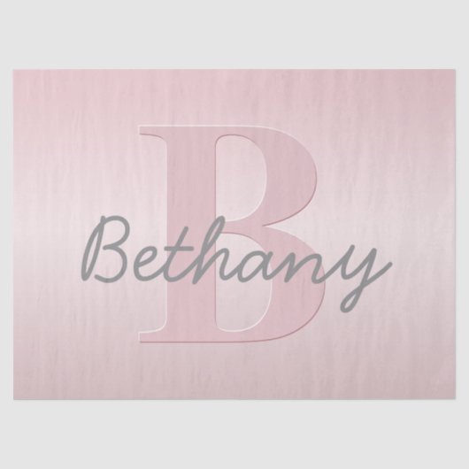  roze monogram en Jouw naam script bevestigen Tissuepapier (Voorkant)