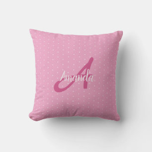  roze monogram en kleine Stippen  Kussen