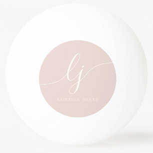 Roze monogram en naam op maat pingpongballen
