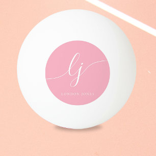 Roze monogram en naam op maat pingpongballen