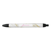 Roze Monogram en witte marmeren steen Zwarte Inkt Pen (Voorkant)