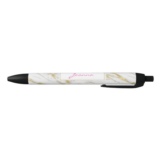 Roze Monogram en witte marmeren steen Zwarte Inkt Pen (Bodem)