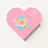 Roze Monogram floraal Notitieboek (Achterkant)