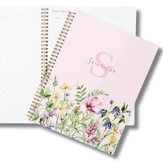 Roze Monogram Floral Planner