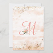 roze monogram Floral Script Weddenschap Bedankkaart (Voorkant)