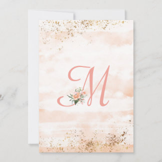  roze monogram Floral Script Weddenschap Bedankkaart