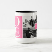 Roze Monogram Foto Collage Love Mok (Midden)
