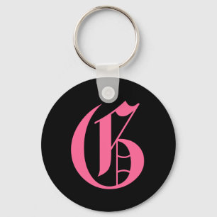 Roze Monogram G Sleutelhanger