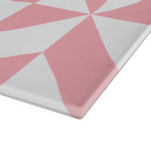 Roze monogram Geometrische deco-cube-patroon Snijplank (Hoek)