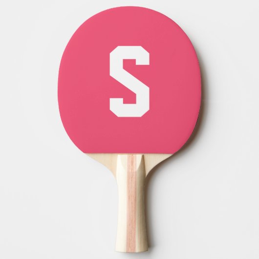 Roze monogram Gepersonaliseerde naam Tafeltennisbatje (Voorkant)