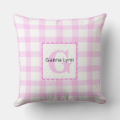 Roze Monogram Gingham Baby Kussen (Achterkant)
