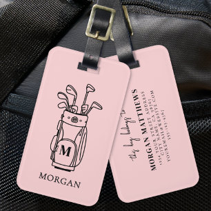Roze Monogram Golf Tas Bagagelabel