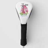 Roze monogram golfheadcover (Voorkant)