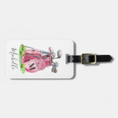Roze Monogram golftas Bagagelabel (Voorkant horizontaal)