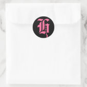 Roze Monogram H Ronde Sticker (Tas)