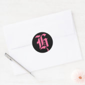 Roze Monogram H Ronde Sticker (Envelop)