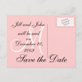 Roze Monogram Huwelijk Save the Date Kaarten (Achterkant)