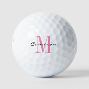 Roze Monogram Initiaal en Naam Gepersonaliseerde G Golfballen