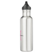 Roze Monogram Initiaal en Naam Gepersonaliseerde G Waterfles (Rechts)