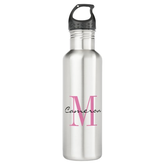 Roze Monogram Initiaal en Naam Gepersonaliseerde G Waterfles (Voorkant)