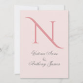 Roze Monogram Initiaal Weddenschap Kaart (Voorkant)