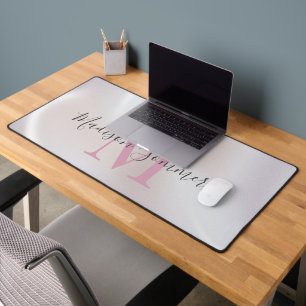 Roze Monogram iriserende parelmoer bureaumat
