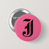 Roze Monogram J Ronde Button 5,7 Cm (Voorkant /achterkant)