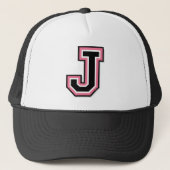 Roze Monogram "J" Trucker Pet (Voorkant)