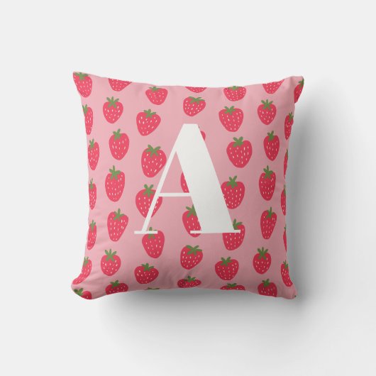 Roze monogram kinderkamer kussen (Voorkant)