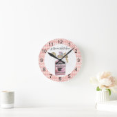 Roze Monogram Kitchen Stove Waterverf Ronde Klok (Huis)