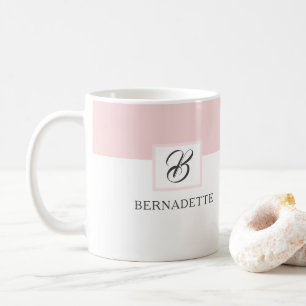 Roze Monogram Koffie Mok Vrouwelijk Elegant Wit