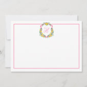 Roze Monogram Lemon Crest, aangepaste bedankkaart (Voorkant)