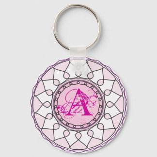  roze monogram letter A Sleutelhanger