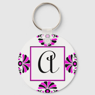  roze monogram letter A Sleutelhanger