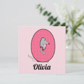 Roze Monogram Letter O Kind Birthday Party Kaart (Staand voorkant)