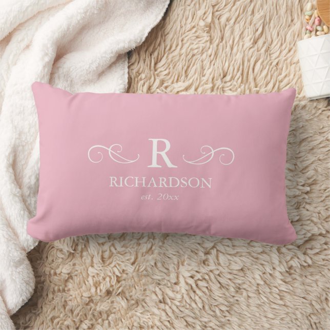 Roze monogram lumbaal kussen (Deken)