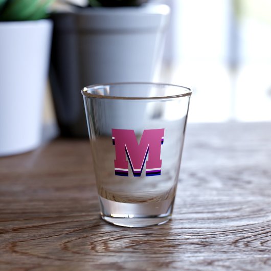 Roze Monogram M Custom Initiaal Shot Glass Glas