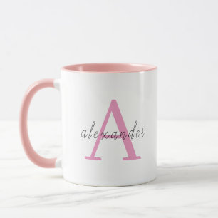 Roze monogram met Jouw naam Mok