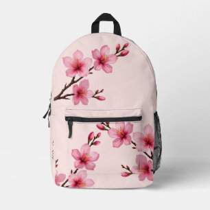 Roze Monogram met Kersenbloesem Bedrukte Rugzak