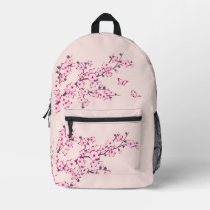 Roze Monogram met Kersenbloesem Bedrukte Rugzak