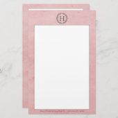 Roze monogram met schaarste briefpapier (Voorkant / Achterkant)
