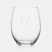 Roze Monogram Minimalist Elegant Chic Gepersonalis Wijnglas Zonder Voet (Achterkant)