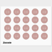 Roze Monogram Moderne Bruiloft Ronde Sticker (Vel)