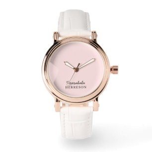 Roze Monogram Moderne Minimalistische Vrouwelijke  Horloge