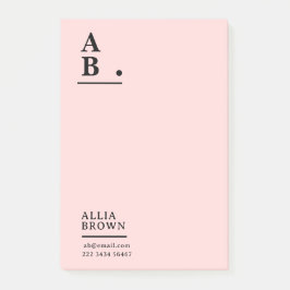 Roze Monogram Moderne Ontwerp Post-it® Notes