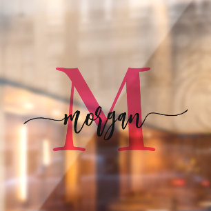 Roze Monogram Naam Bedrijfs Merk Raamsticker