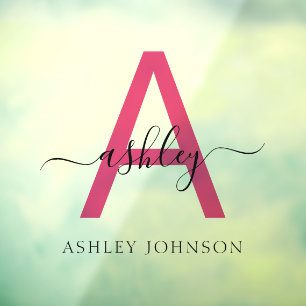 Roze Monogram Naam Bedrijfs Merk Raamsticker